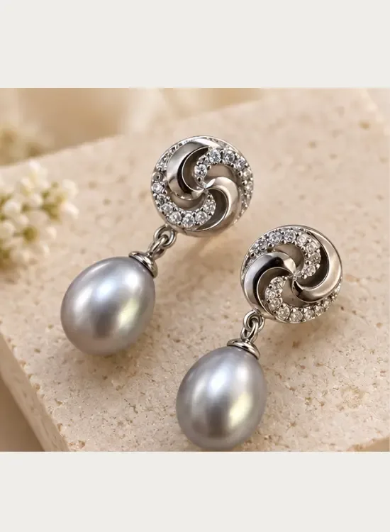 Celeste Natural Freshwater Silver Drop Earrings